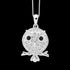 ELLANI STERLING SILVER PUFF OWL ON PERCH CZ NECKLACE
