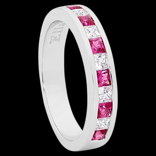 ELLANI STERLING SILVER ETERNITY PINK CZ CHANNEL RING