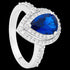 ELLANI STERLING SILVER PEAR SAPPHIRE CZ DOUBLE PAVE RING
