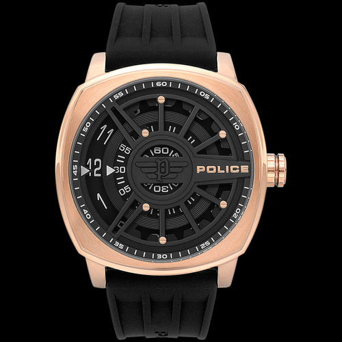 POLICE SPEED HEAD BLACK DIAL ROSE GOLD SILICONE WATCH | AUSTRALIA