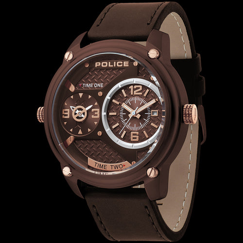 POLICE BLACKOUT BROWN DIAL LEATHER MEN'S WATCH | AUSTRALIA
