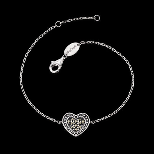 ENGELSRUFER SILVER MARCASITE HEART BRACELET