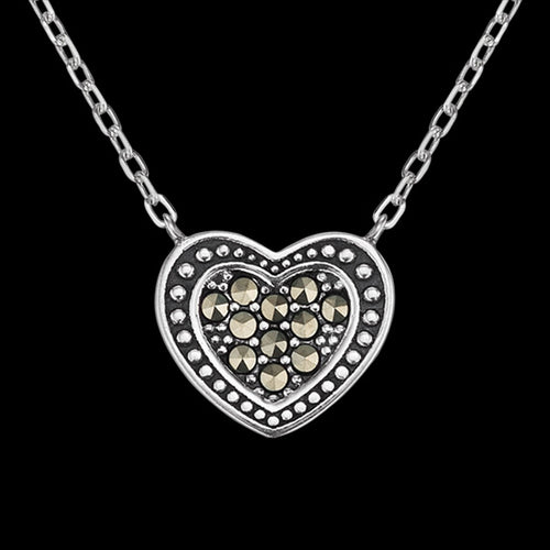 ENGELSRUFER SILVER MARCASITE HEART NECKLACE