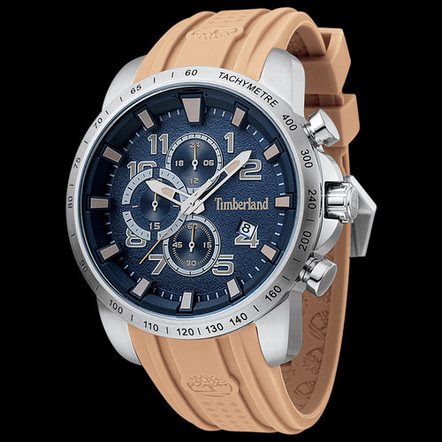 TIMBERLAND HOLBROOK SILVER BLUE DIAL BEIGE SILICON WATCH