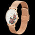 ROSE & COY ART SERIES RED ROSE 40MM ROSE GOLD MESH WATCH - TILT VIEW