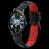 ROSE & COY MIDNIGHT WINGED ROSE HEART 40MM BLACK LEATHER WATCH - TILT VIEW