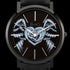 ROSE & COY MIDNIGHT WINGED ROSE HEART 40MM BLACK LEATHER WATCH - DIAL CLOSE-UP