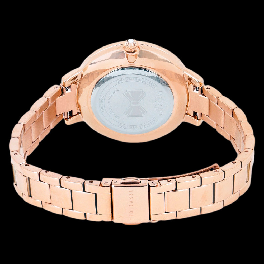 TED BAKER BROOK ROSE GOLD ROSE FLORAL DIAL WATCH - BACK VIEW
