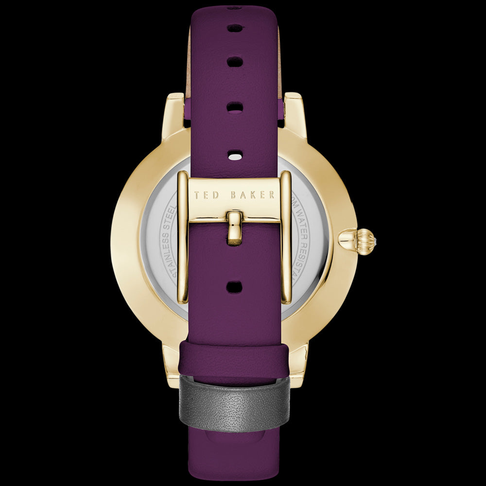 TED BAKER KATE ROSE GOLD SUNDIAL PURPLE LEATHER WATCH - BACK VIEW