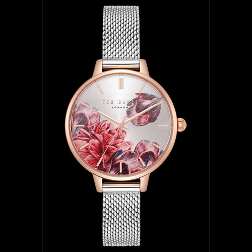 TED BAKER KATE TWO-TONE MESH FLORAL DIAL WATCH