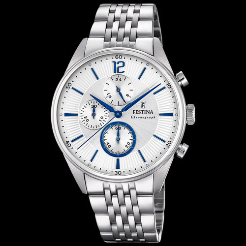 FESTINA MEN'S CHRONOGRAPH BLUE WHITE DIAL WATCH