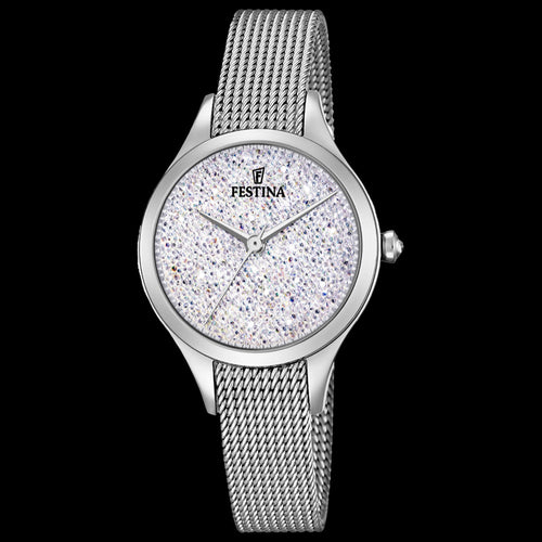 FESTINA LADIES MADEMOISELLE SILVER SWAROVSKI CRYSTAL DIAL WATCH