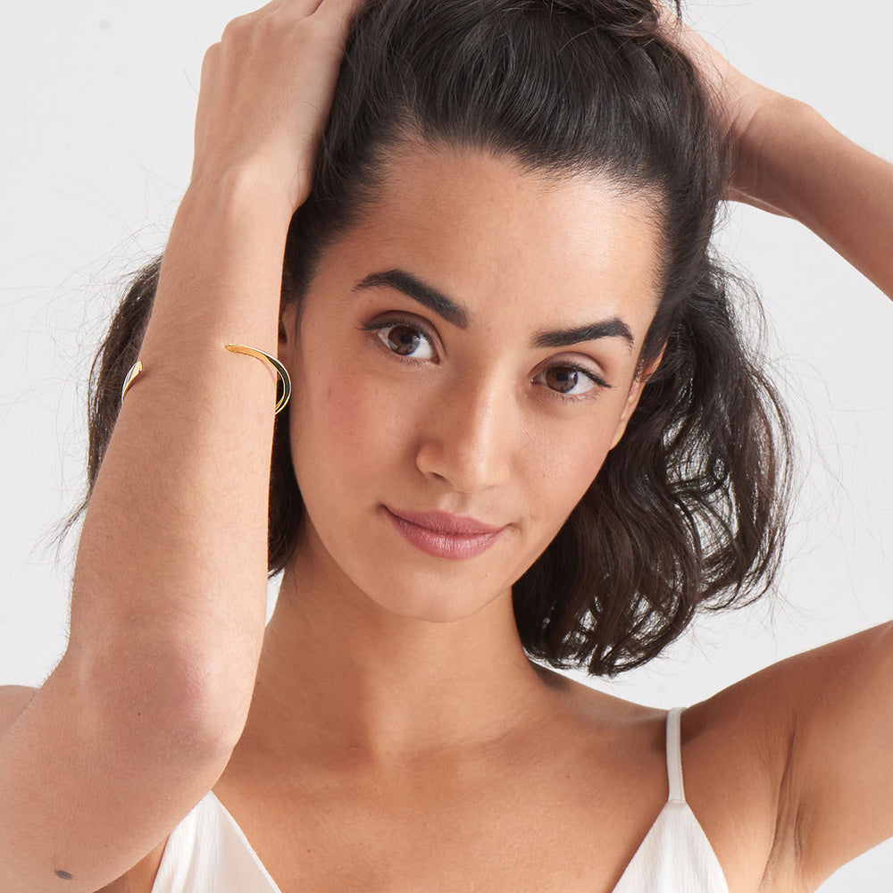 ANIA HAIE GEOMETRY GOLD FLAT CUFF BRACELET - MODEL VIEW