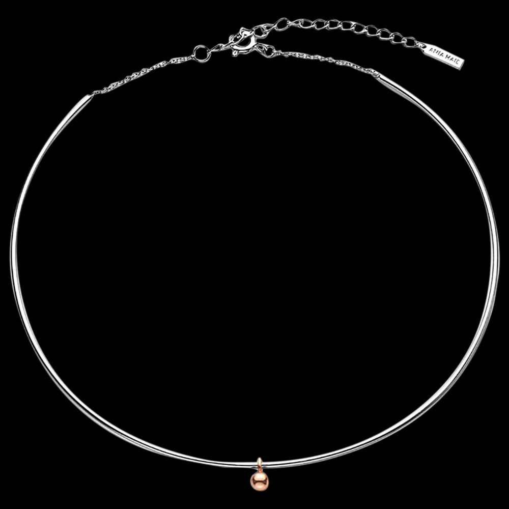 ANIA HAIE OUT OF THIS WORLD SILVER ORBIT SOLID CHOKER 32-37CM NECKLACE