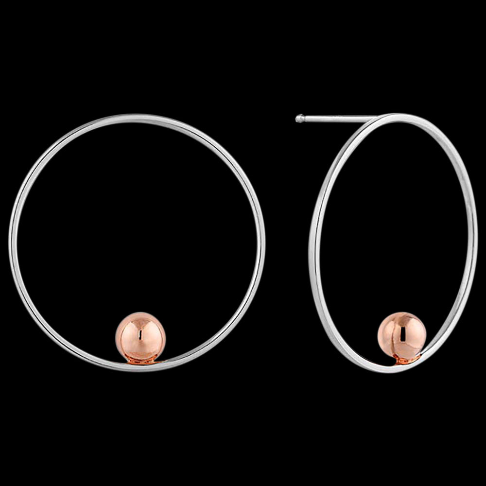 ANIA HAIE OUT OF THIS WORLD SILVER & ROSE GOLD ORBIT FRONT HOOP EARRINGS