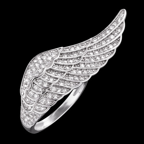 ENGELSRUFER SILVER ADJUSTABLE CRYSTAL WING RING