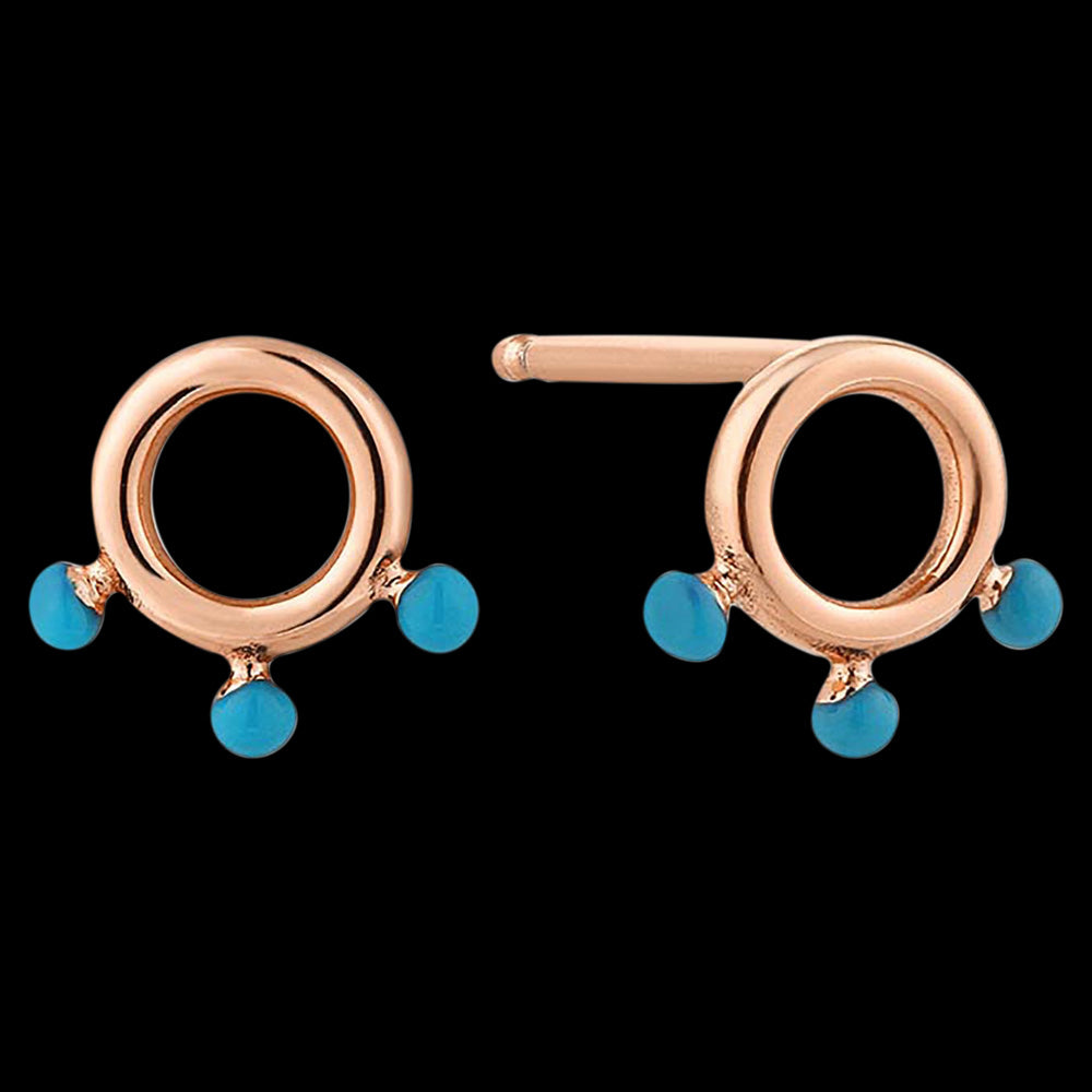 ANIA HAIE CONNECT THE DOTS ROSE GOLD DOTTED CIRCLE STUD EARRINGS