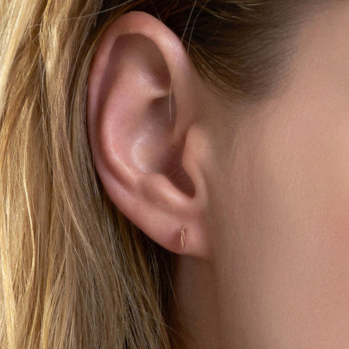 ANIA HAIE ALL EARS ROSE GOLD SQUARE STUD EARRINGS - MODEL VIEW