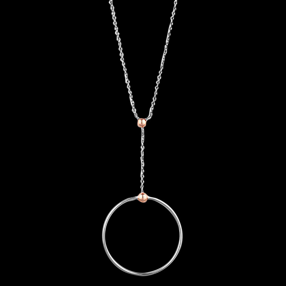 ANIA HAIE OUT OF THIS WORLD SILVER & ROSE GOLD ORBIT DROP CIRCLE 40-45CM NECKLACE