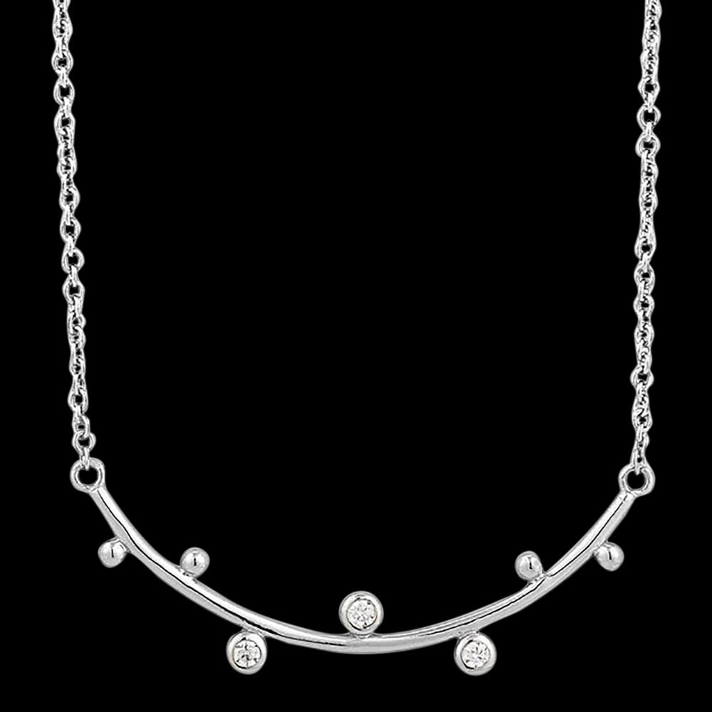 ANIA HAIE TOUCH OF SPARKLE SILVER SHIMMER SOLID BAR STUD 43-48CM NECKLACE