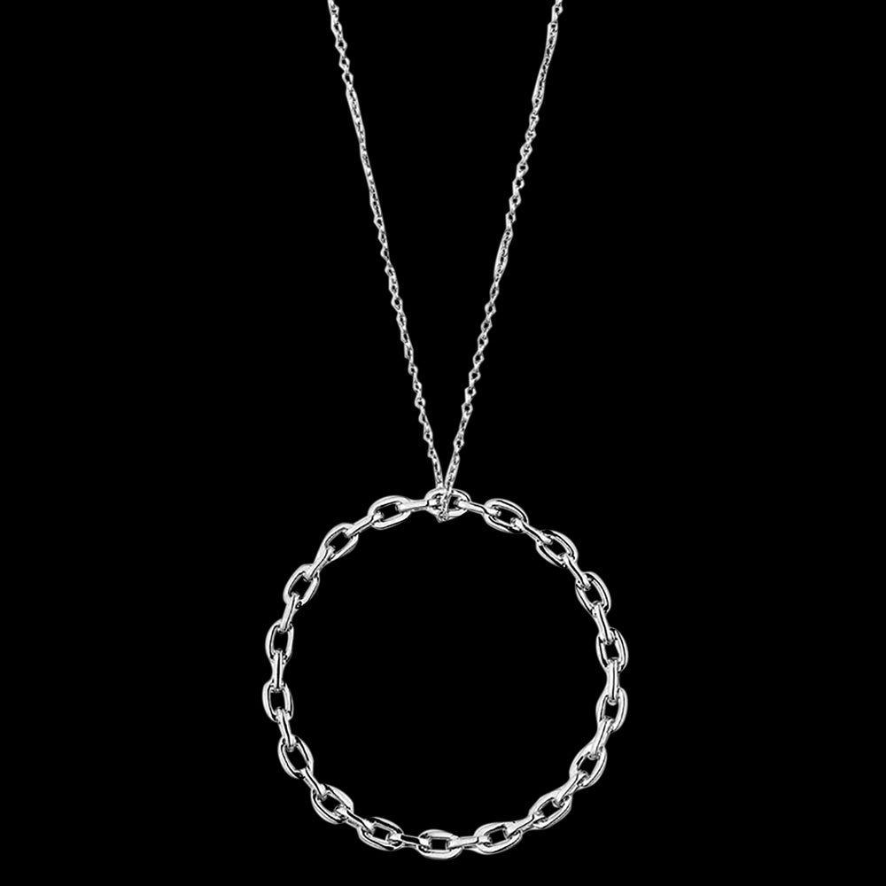 ANIA HAIE LINKS SILVER CHAIN CIRCLE PENDANT 71-76CM NECKLACE