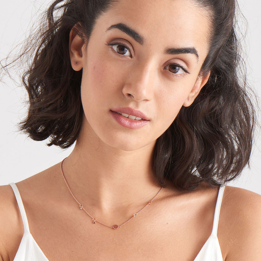 ANIA HAIE GEOMETRY CLASS ROSE GOLD DROP DISCS 40-45CM NECKLACE - MODEL VIEW