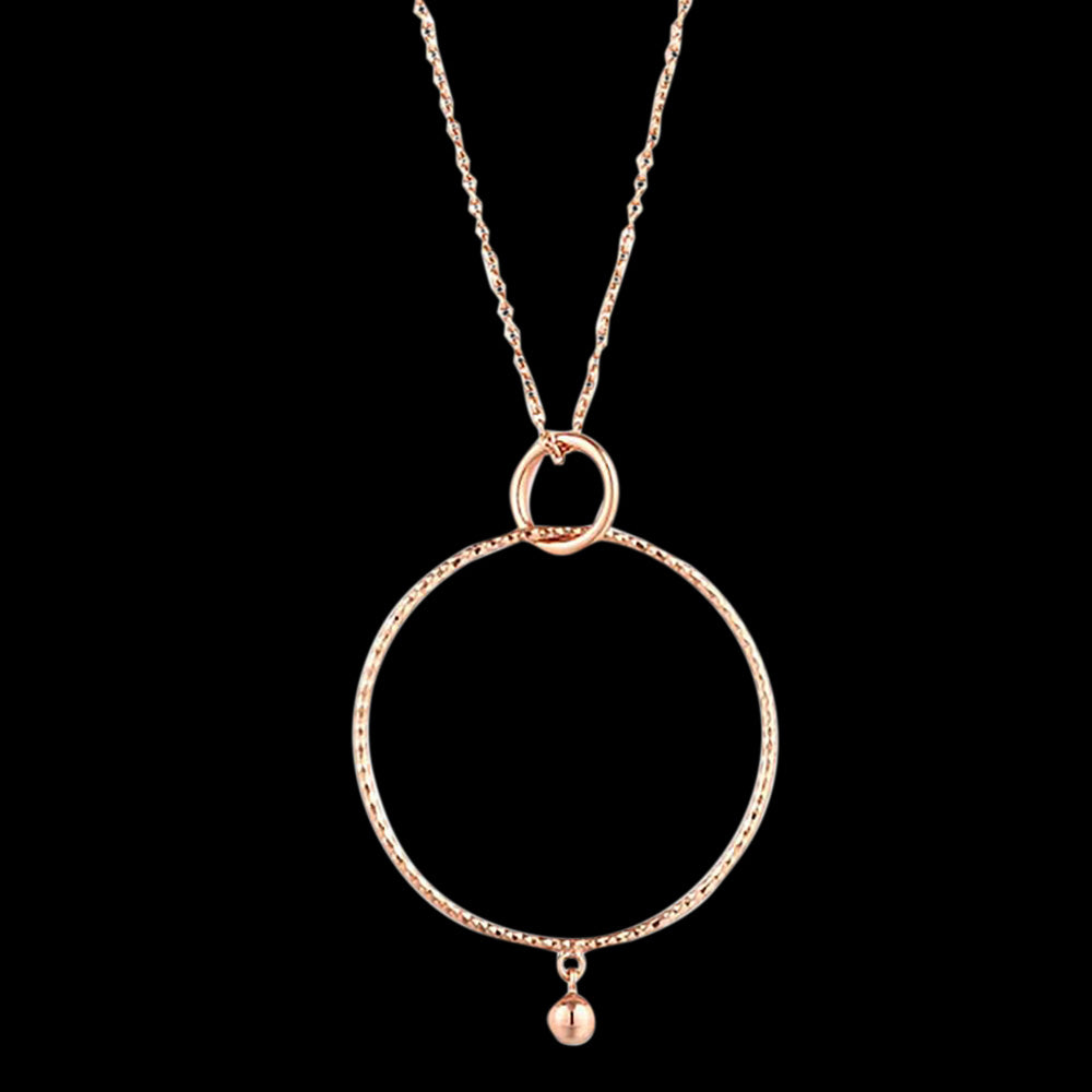 ANIA HAIE TEXTURE MIX ROSE GOLD DOUBLE CIRCLE PENDANT 71-76CM NECKLACE