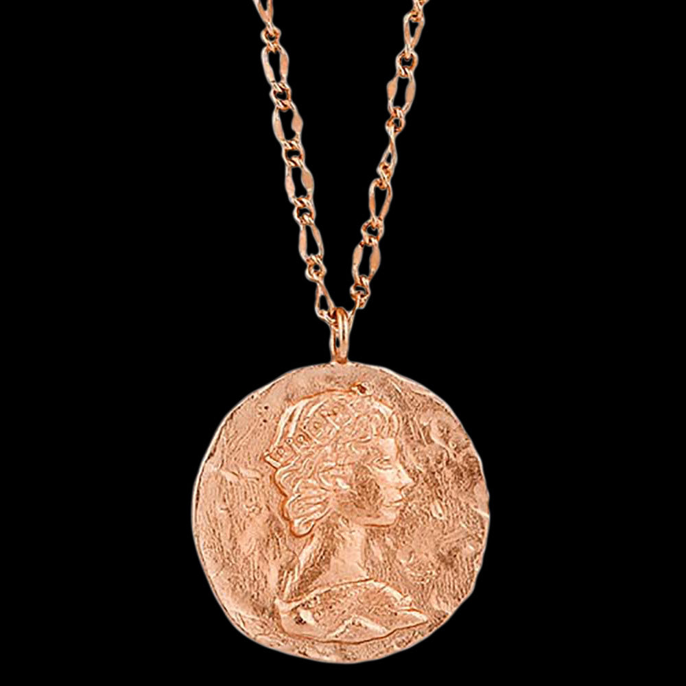 ANIA HAIE COINS ROSE GOLD ROMAN EMPRESS 79-84CM NECKLACE - CLOSE-UP