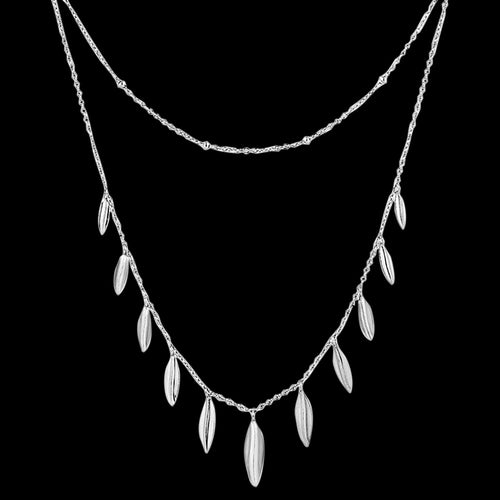 ANIA HAIE TROPIC THUNDER SILVER LEAF DOUBLE 40-45CM NECKLACE