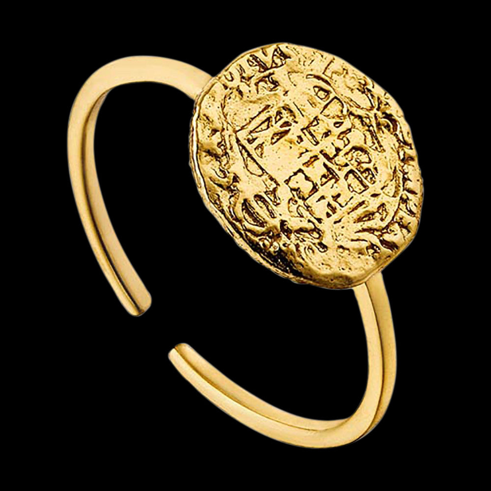 ANIA HAIE COINS GOLD EMBLEM ADJUSTABLE RING