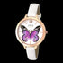 LIMIT SECRET GARDEN PURPLE BUTTERFLY ROSE GOLD WHITE LEATHER WATCH