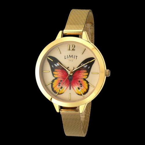 LIMIT SECRET GARDEN PAINTED LADY BUTTERFLY GOLD MESH WATCH