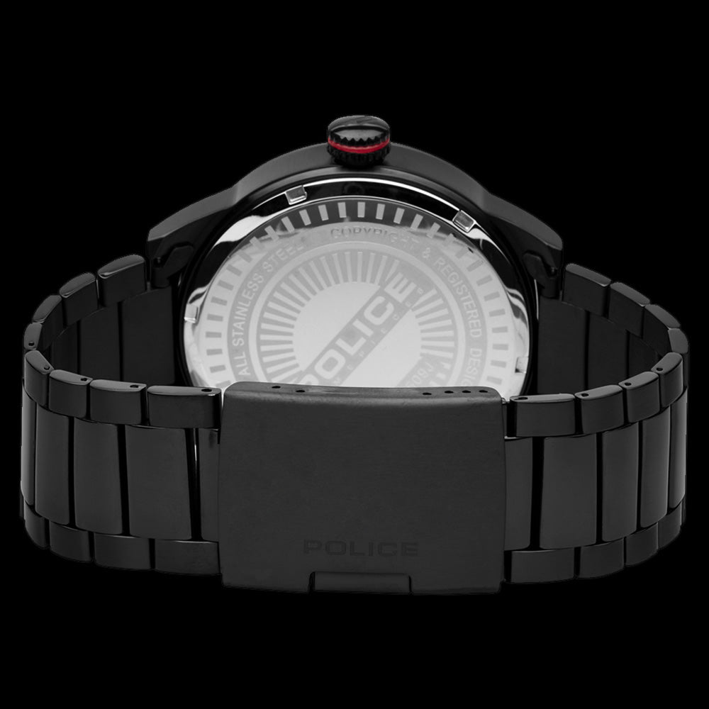 POLICE MEN'S LINCOLN BLUE DIAL BLACK WATCH - BACK VIEW