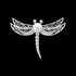ELLANI STERLING SILVER CZ FILIGREE PEARL DRAGONFLY BROOCH