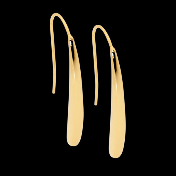 ELLANI STAINLESS STEEL GOLD IP 34MM LONG TEARDROP EARRINGS