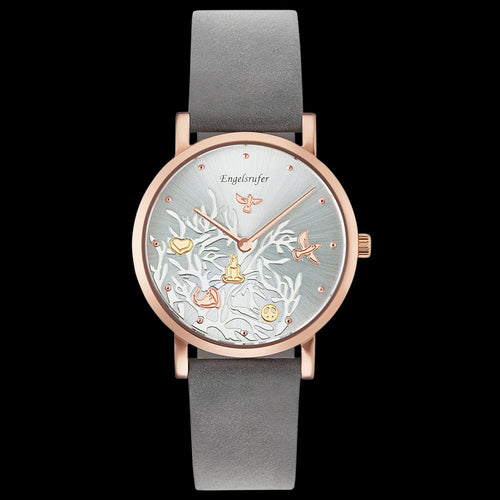 TREE OF LIFE DIAL ROSE GOLD LEATHER WATCH | ENGELSRUFER AUSTRALIA
