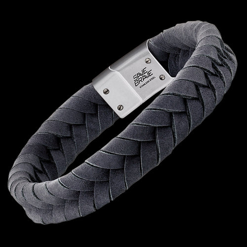 SAVE BRAVE MEN’S RYAN GREY LEATHER BRACELET