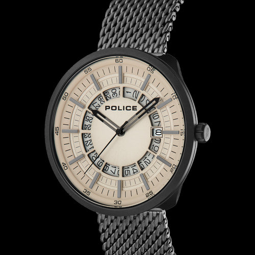 POLICE DALIAN GUNMETAL GREY MESH WATCH - TILT VIEW