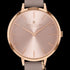 SARA MILLER CHELSEA CHARM 34MM SUNRAY DIAL ROSE GOLD MINK LEATHER WATCH - DIAL CLOSE-UP