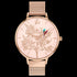 SARA MILLER CHELSEA LOVEBIRDS 38MM SOFT PINK DIAL ROSE GOLD MESH WATCH