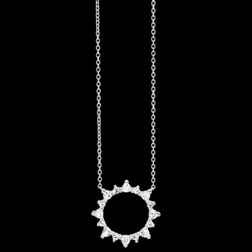 ELLANI STERLING SILVER TRILLION SET CZ 21CM CIRCLE NECKLACE