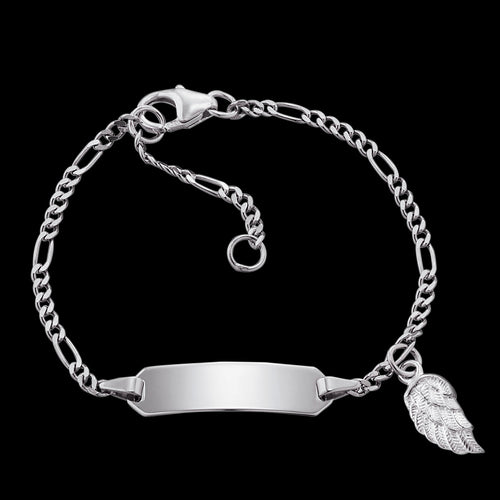 CHILDREN'S SILVER ANGEL WING ID BRACELET | HERZENGEL