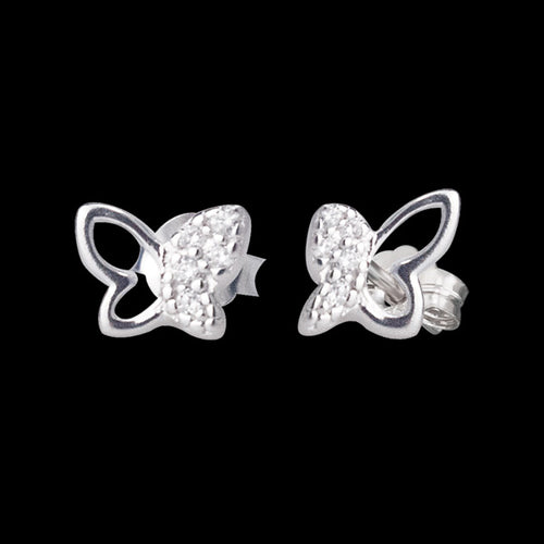 HERZENGEL CHILDREN'S SILVER BUTTERFLY CZ STUD EARRINGS