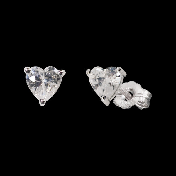 HERZENGEL CHILDREN'S SILVER HEART CZ STUD EARRINGS