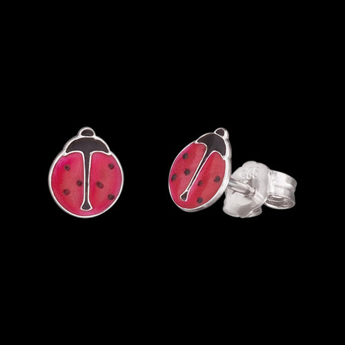 HERZENGEL CHILDREN'S SILVER LUCKY LADYBUG STUD EARRINGS