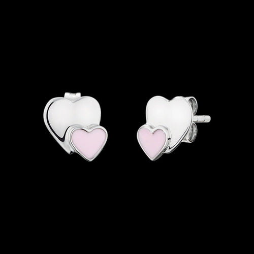 HERZENGEL CHILDREN'S SILVER TWO HEARTS STUD EARRINGS