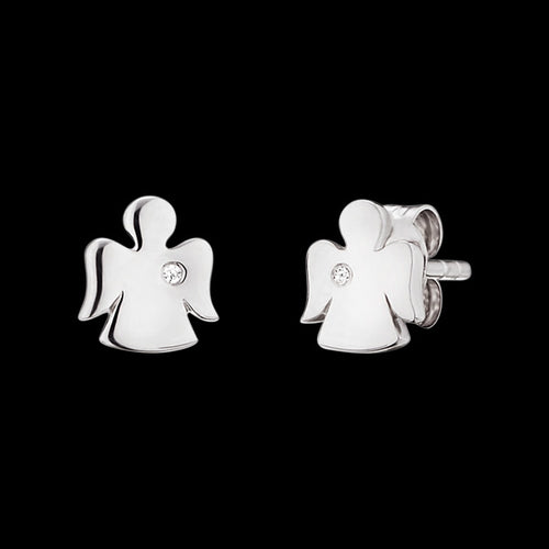 HERZENGEL CHILDREN'S SILVER ANGEL CZ STUD EARRINGS