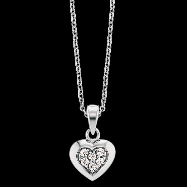 HERZENGEL CHILDREN'S SILVER HEART PAVE CZ NECKLACE