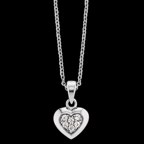 HERZENGEL CHILDREN'S SILVER HEART PAVE CZ NECKLACE