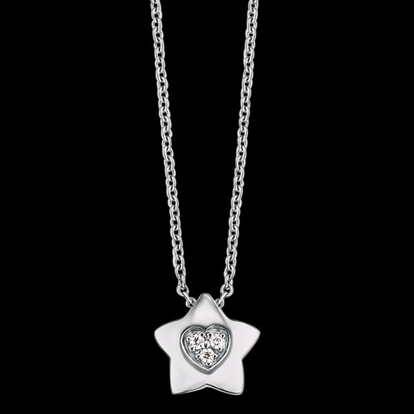 HERZENGEL CHILDREN'S SILVER STAR HEART PAVE CZ NECKLACE
